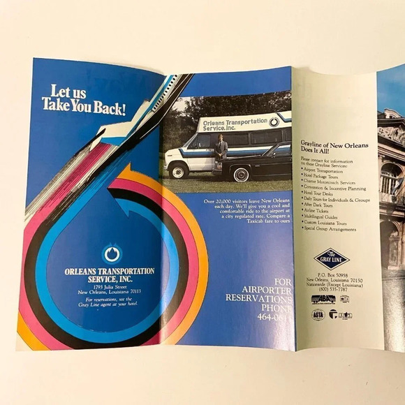 Vintage Lot of 3 New Orleans The Gray Line Longest Bridge Airport Pamphlets - Picture 7 of 15